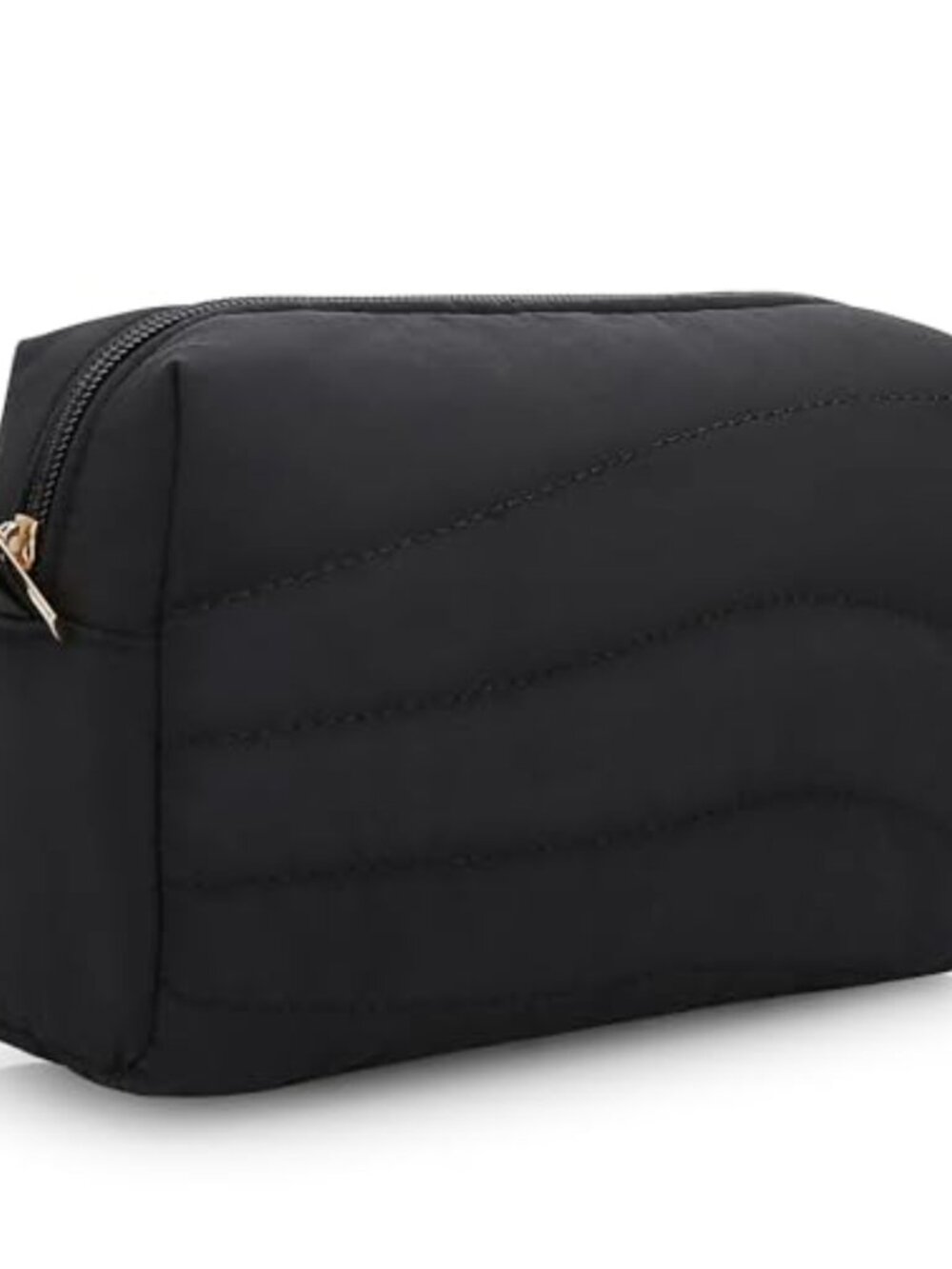 Quilted Puffer Cosmetic Bag Water-Resistant Nylon Travel Toiletry Pouch
